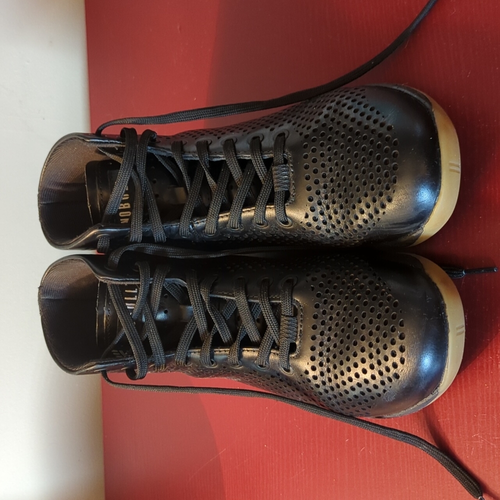 No Bull High Top Black Leather Trainer Size 9